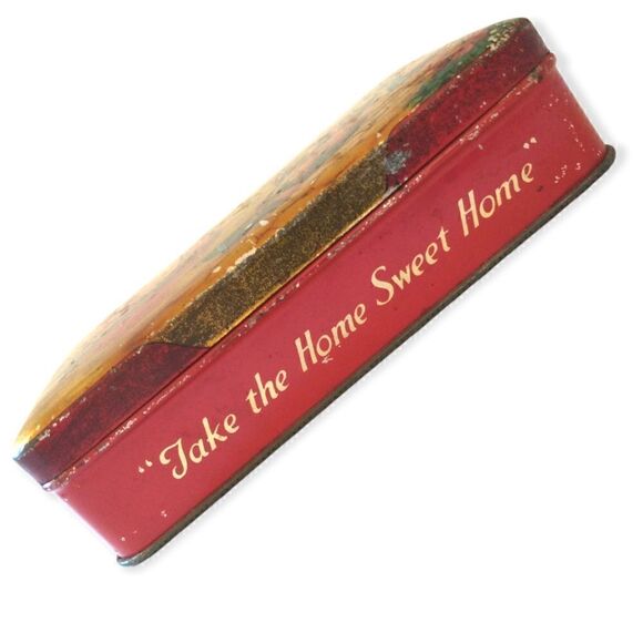 Blue Bird Toffee Tin Boat Village Design Hinged England Vtg Harry Vincent Candy. - Picture 7 of 16